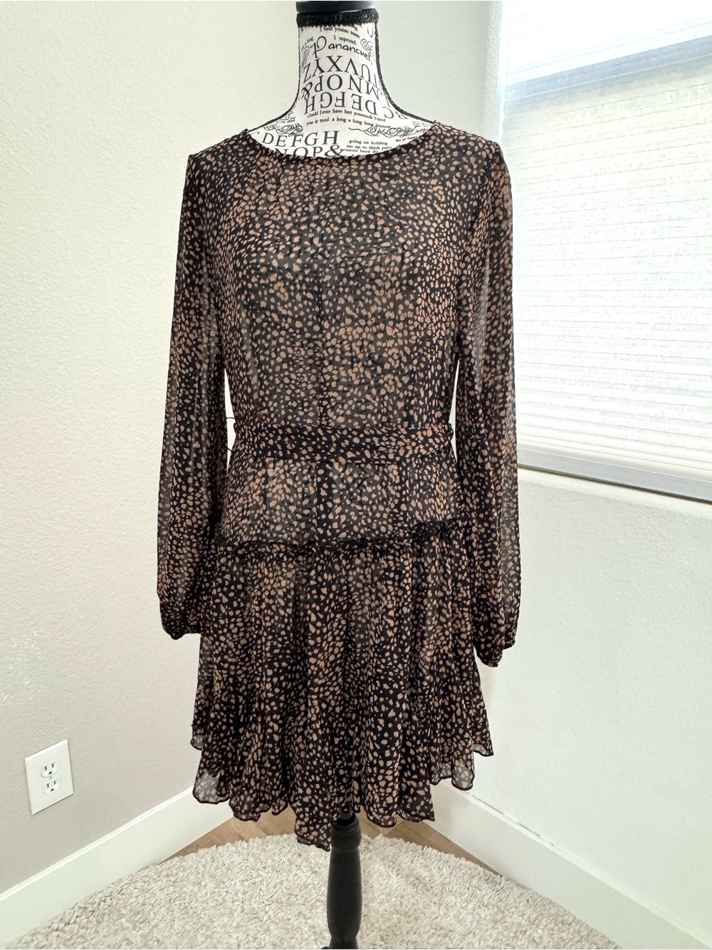 Flawless Animal Print Sheer Tiered Cocktail Mini Dress S